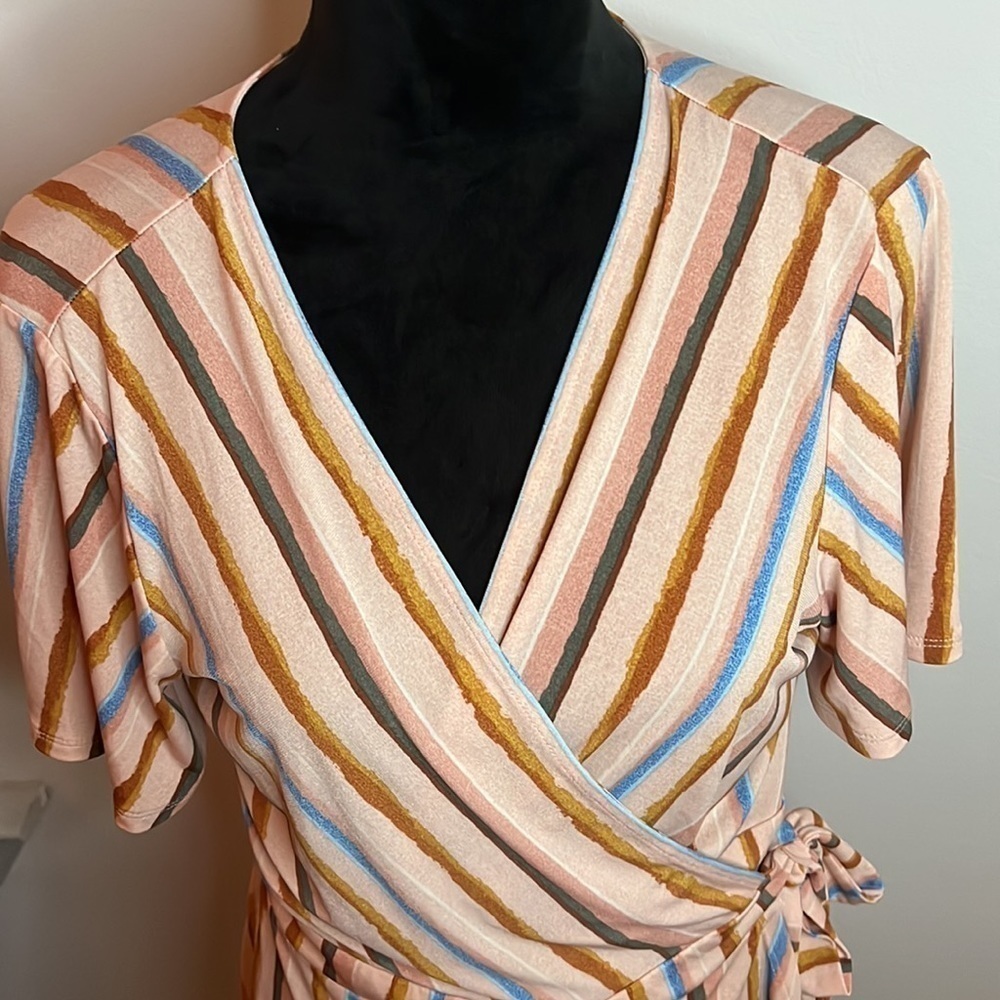 BCBGENERATION multi color stripes‎ wrap mini dres… - image 5